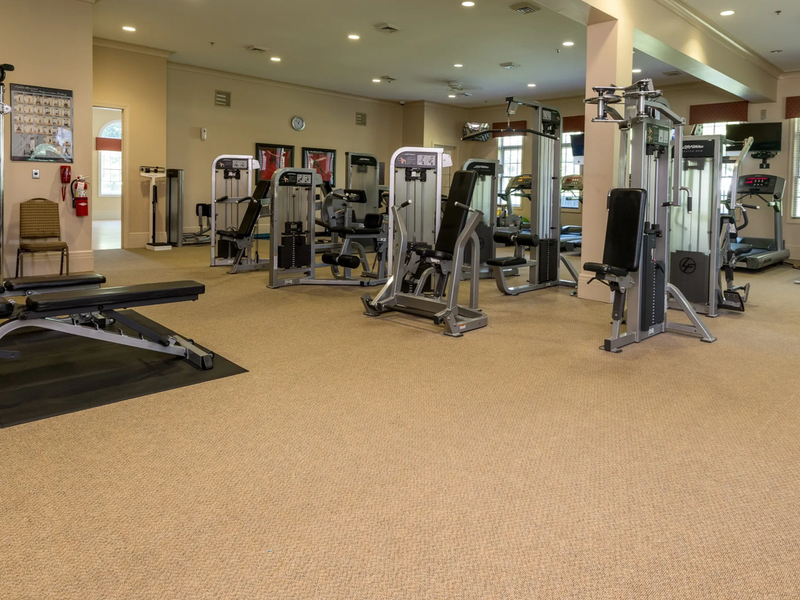 Fitness center with exercise equipment